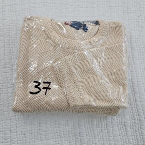 Ralph Lauren Chaps Hand Framed Sweater Men's Size XL Wheat Straw Cotton Texture - Picture 13 of 13